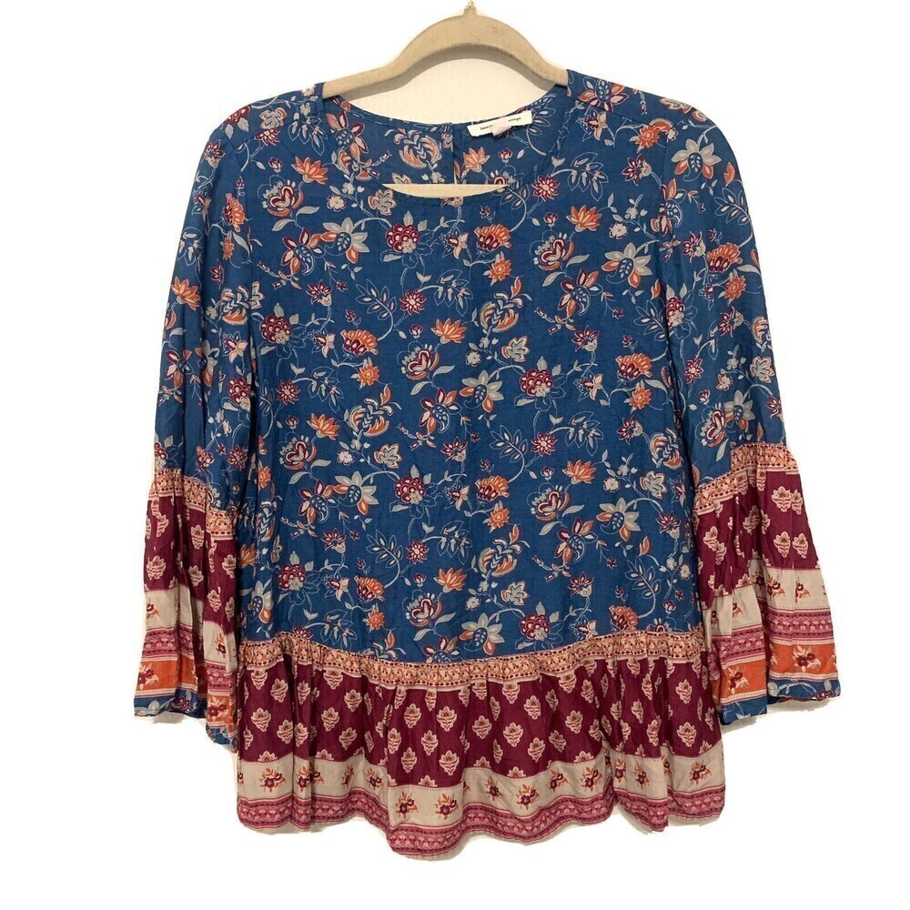 Beach Lunch Lounge Womens Size Small Multicolor Floral Print Blouse